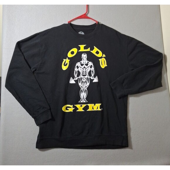 Golds Gym Crewneck Sweatshirt XL Black Long Sleeve Workout Training Bodybuilding - Picture 1 of 6